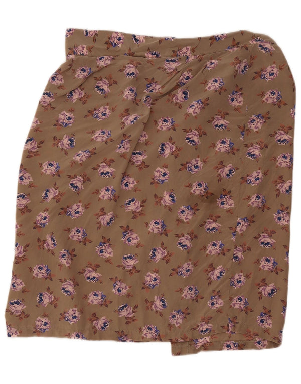Gonna a portafoglio vintage da donna W34 grande floreale beige