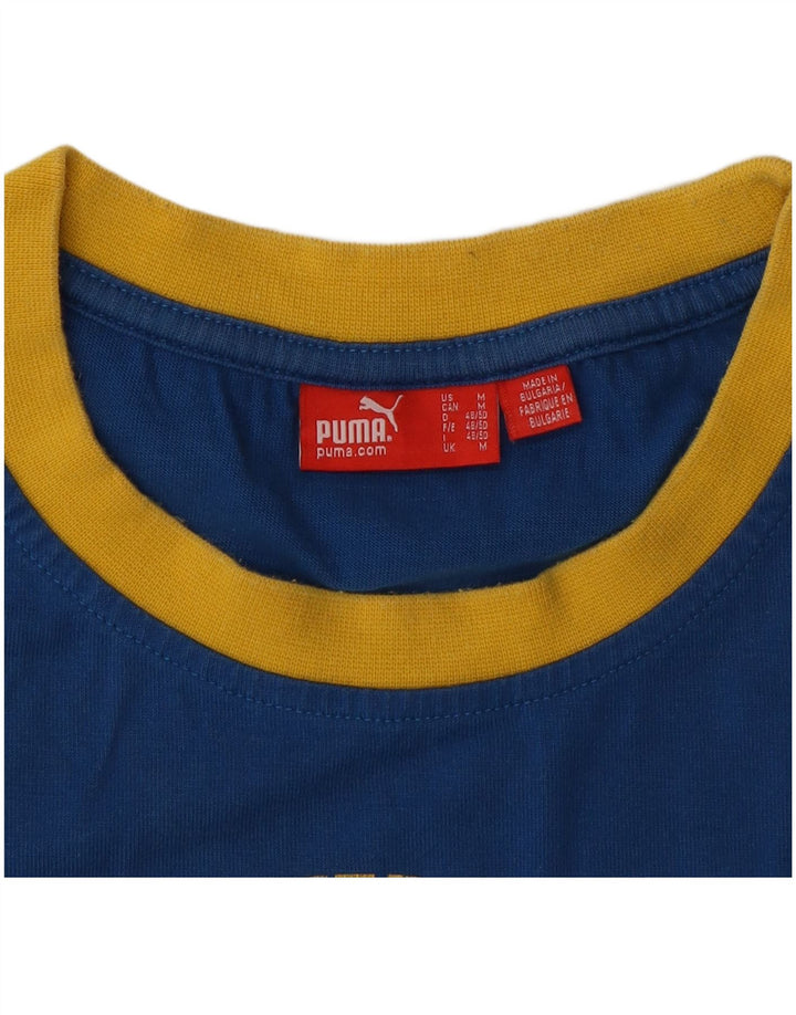 PUMA Mens Graphic T-Shirt Top Medium Blue Colourblock