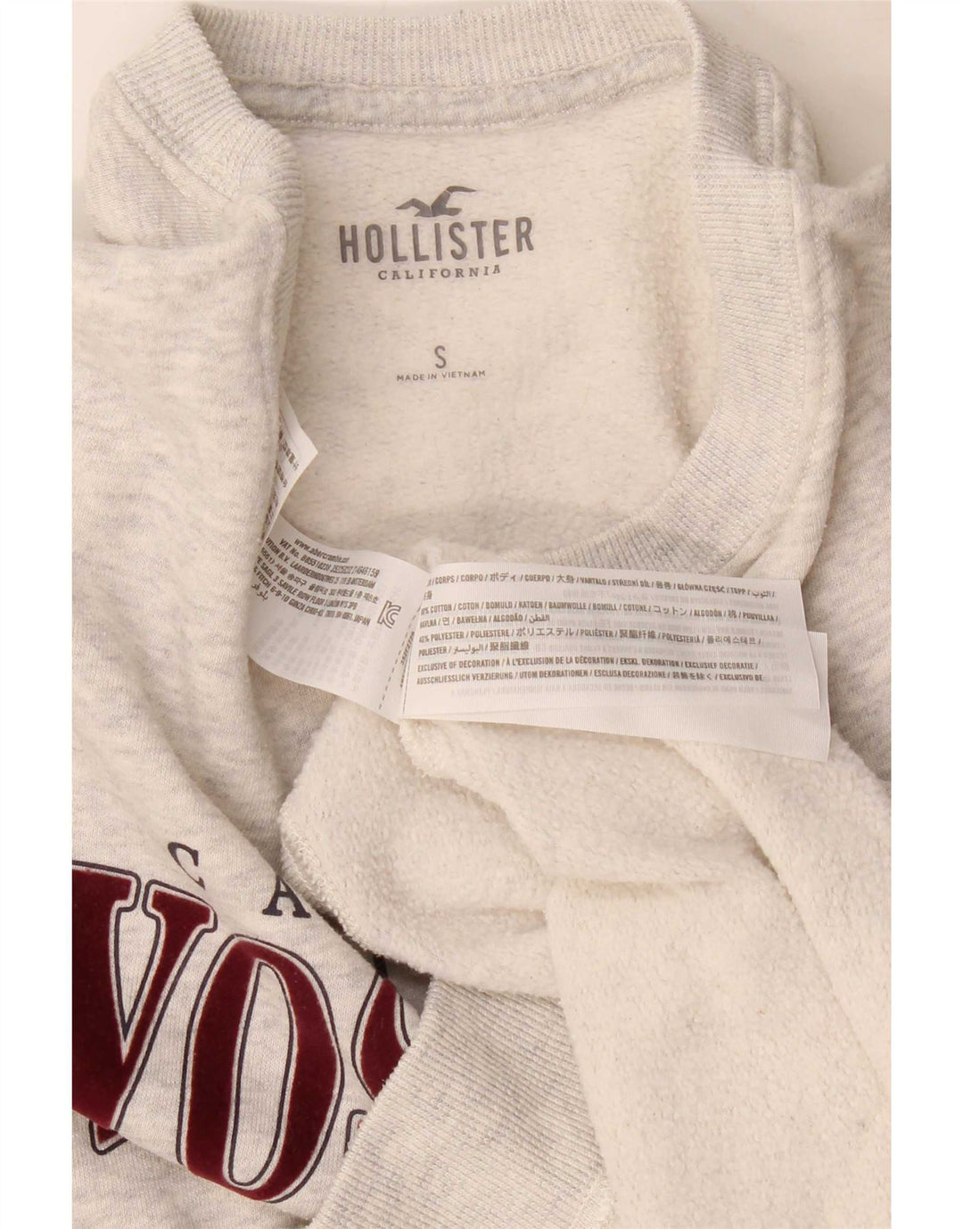 Felpa con grafica Hollister da uomo, piccola, in cotone grigio