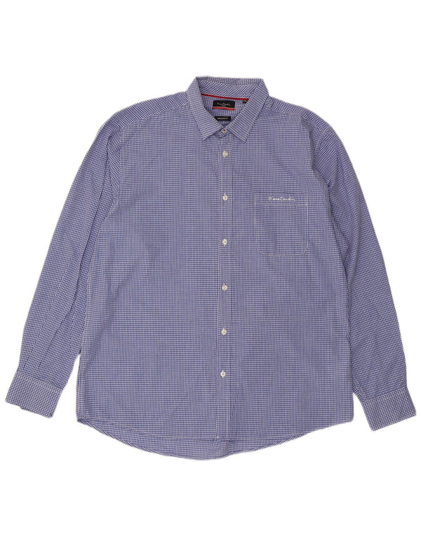 Camicia da uomo Regular Fit Pierre Cardin 2XL Poliestere a quadretti blu