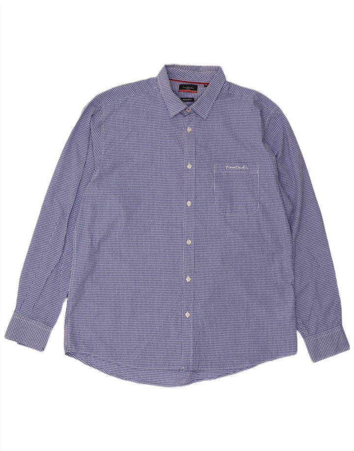 Camicia da uomo Regular Fit Pierre Cardin 2XL Poliestere a quadretti blu