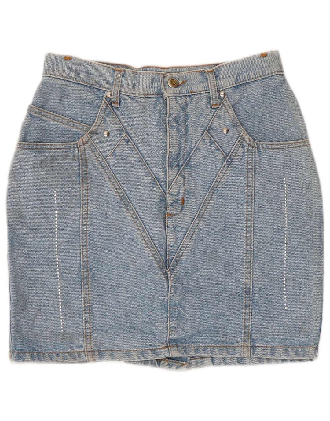 Mini gonna di jeans da donna Jinglers W28 in cotone blu medio