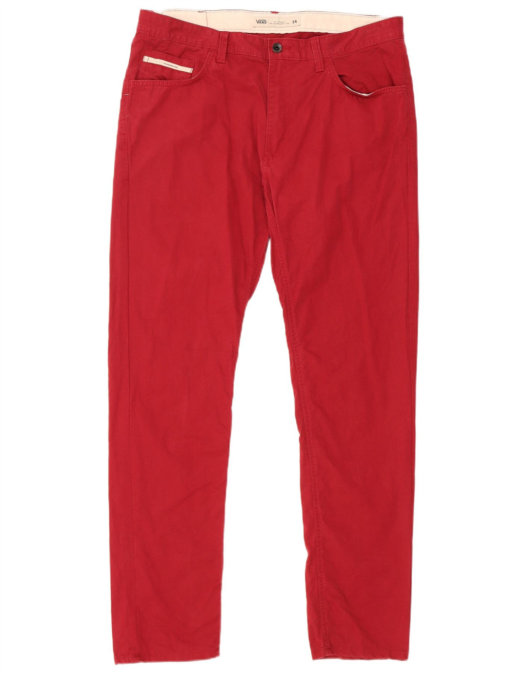 Pantaloni casual slim da uomo Vans W34 L31 in cotone rosso
