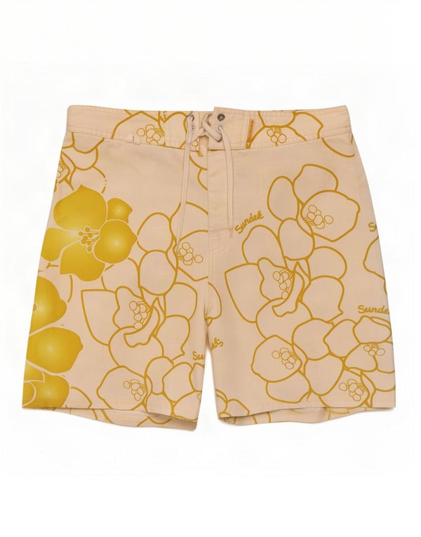Pantaloncini da bagno grafici da uomo Sundek Poliestere floreale bianco medio