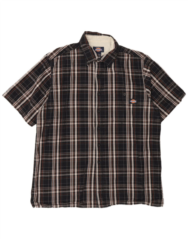 Dickies Camicia a maniche corte da uomo in cotone a quadri neri grandi