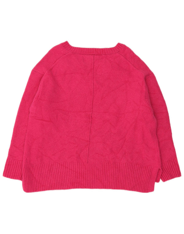 Maglione da donna con scollo a V Benetton UK 16 Large Rosa