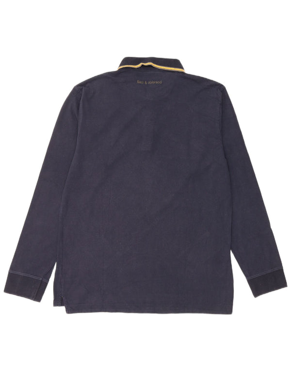 Polo da uomo a maniche lunghe BACI & ABBRACCI 2XL in cotone a righe blu navy