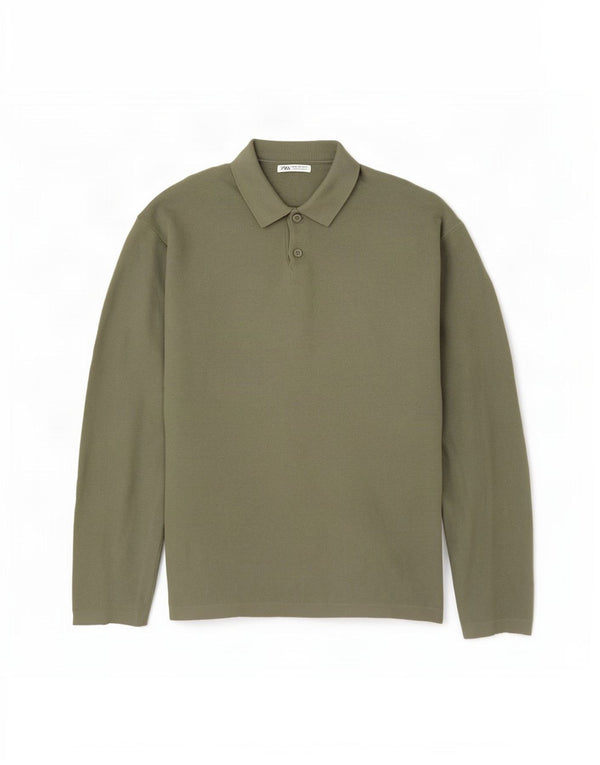 Maglione Zara da uomo con collo alto XL in viscosa kaki
