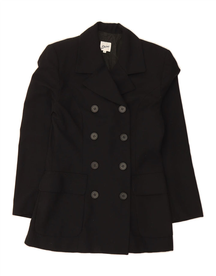 MAX DINE Womens Pea Coat IT 42 Medium Black Plaid Polyester Classic Vintage Max Dine and Second-Hand Max Dine from Messina Hembry 