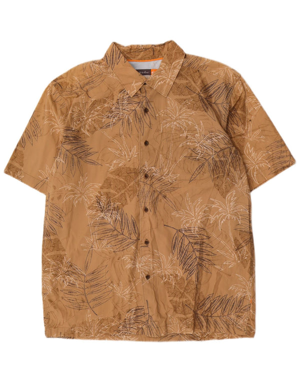 Quiksilver Mens Short Sleeve Shirt Large Beige Floral Cotton