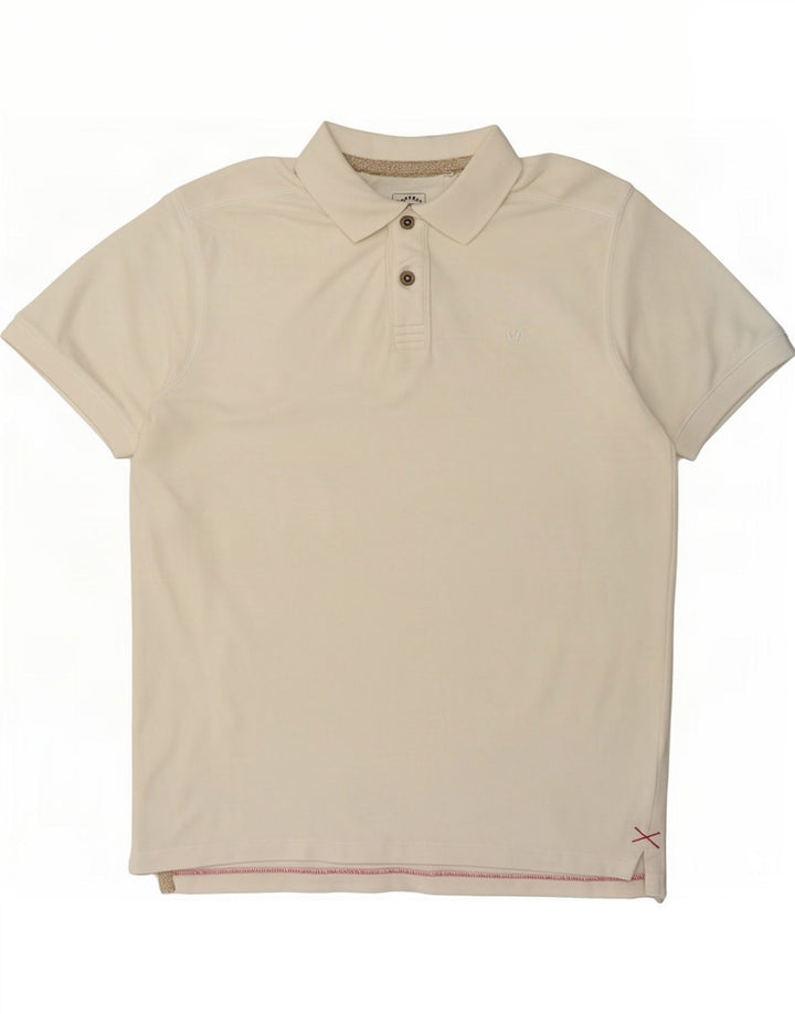 Polo da uomo Fat Face in cotone bianco sporco medio