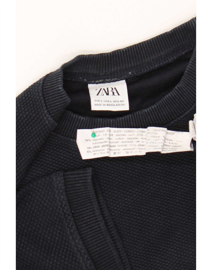 T-shirt da uomo Zara Top Large in cotone blu navy
