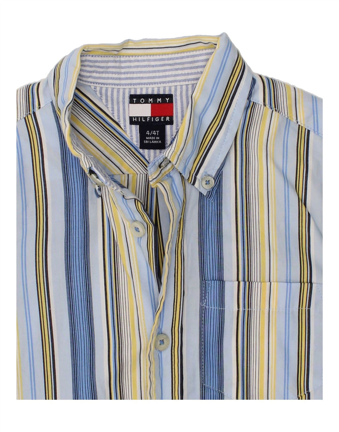 TOMMY HILFIGER Boys Short Sleeve Shirt 3-4 Years Multicoloured Striped Vintage Tommy Hilfiger and Second-Hand Tommy Hilfiger from Messina Hembry 