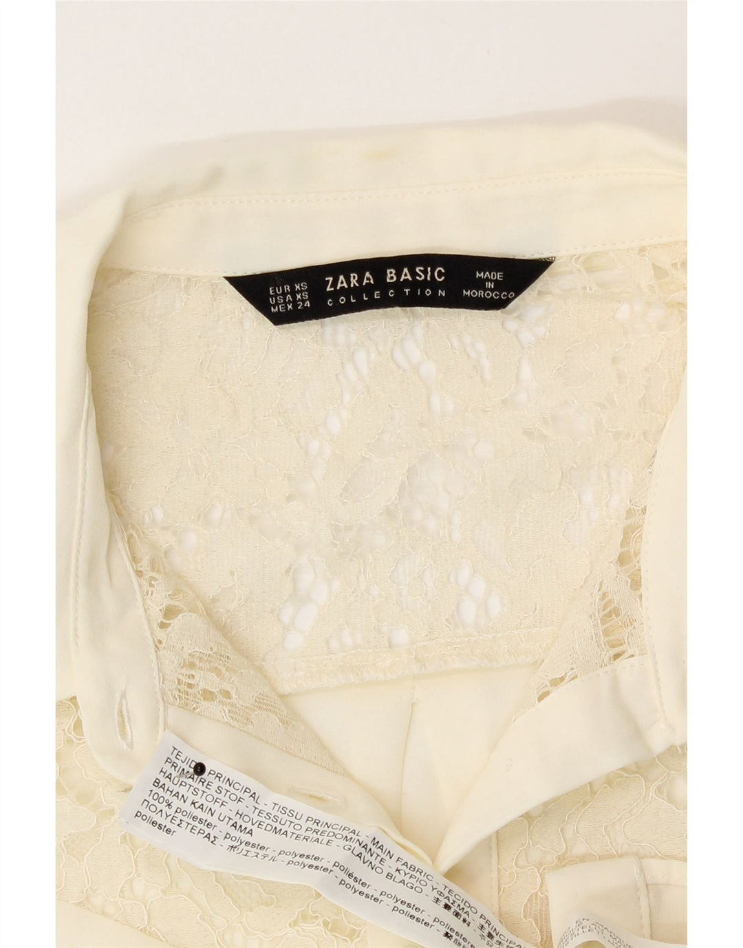 Camicia/Blusa Donna Zara UK 6 XS Bianco Sporco Poliestere