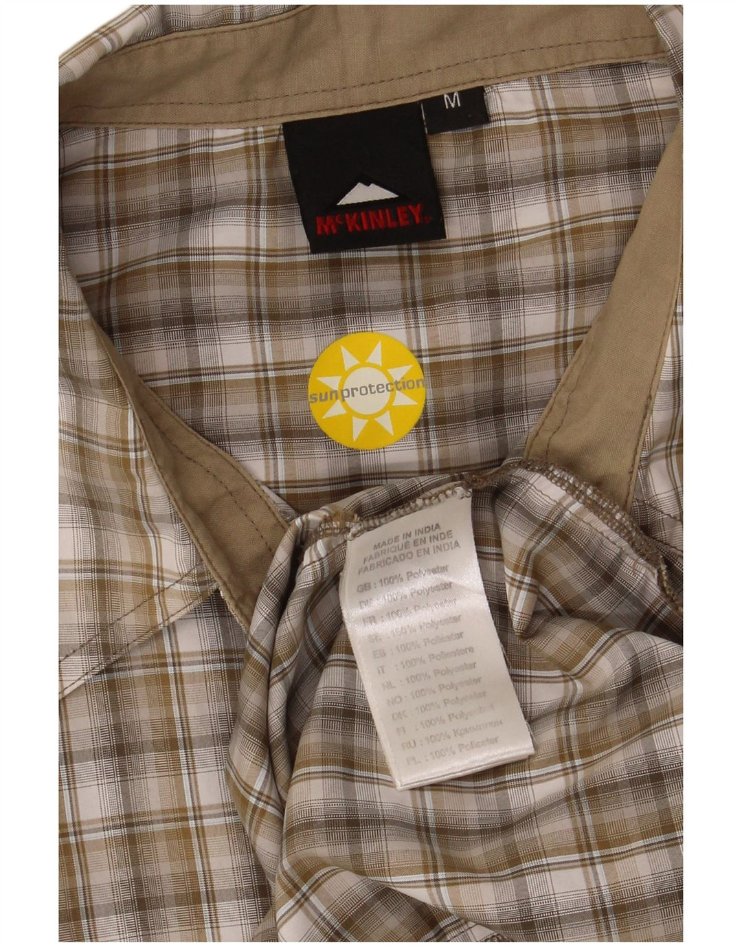 Camicia a maniche corte da uomo MC Kinley Poliestere a quadri kaki medio