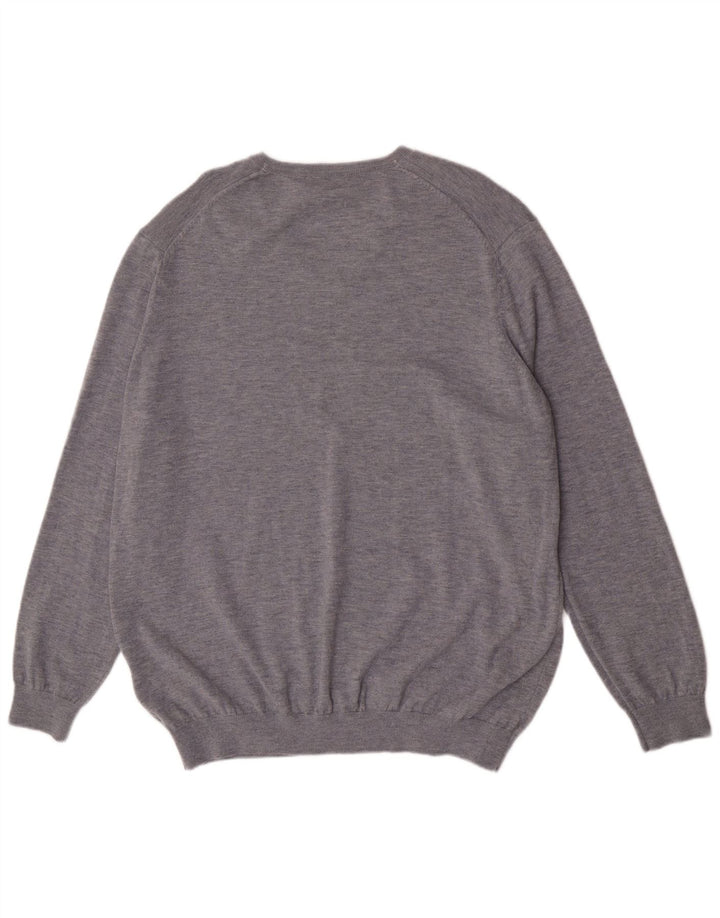 Marks & Spencer Mens Autograph V-Neck Jumper Sweater 2XL Grey Wool