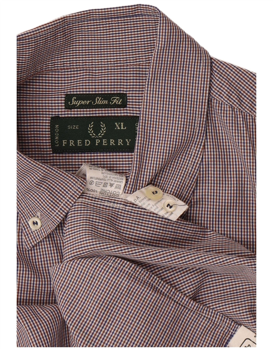 Camicia slim fit da uomo Fred Perry XL in cotone a quadri multicolore