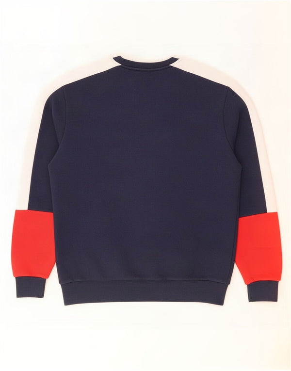 Fila Mens Graphic Sweatshirt Jumper Medium Navy Blue Colourblock Cotton