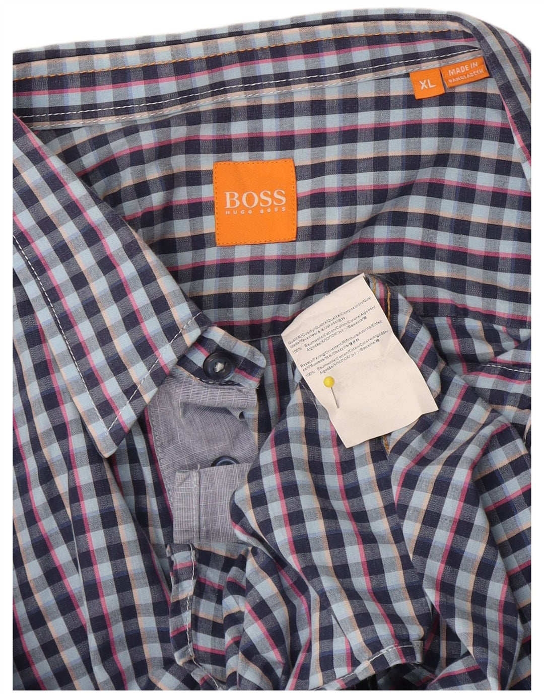 Camicia da uomo Hugo Boss XL in cotone a quadri blu