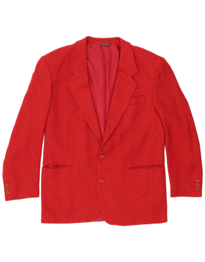 Giacca blazer vintage da uomo a 2 bottoni IT 52 XL lana pied de poule rossa