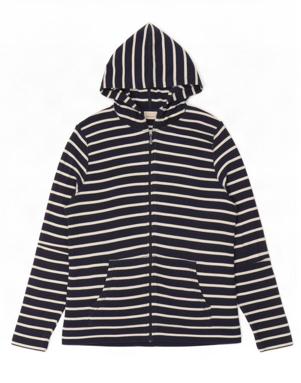 Maglione con cappuccio e zip da donna L.L.Bean UK 14 Cotone a righe blu navy medio