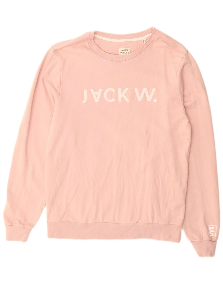 JACK WILLS Felpa grafica da uomo Maglione cotone rosa medio