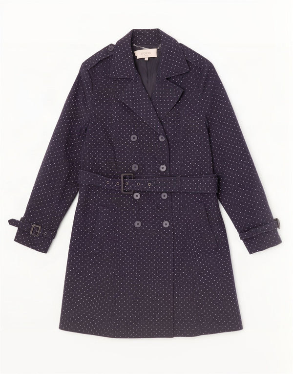 Trench da donna Hobbs UK 16 grande cotone maculato blu navy