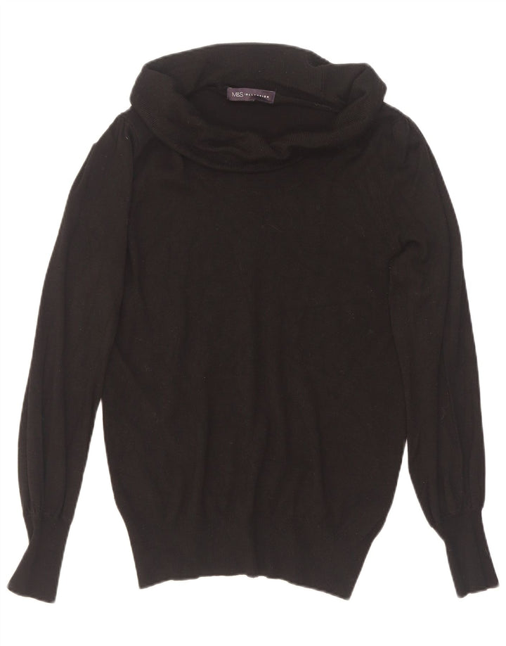 Maglione maglione a collo alto da donna Marks & Spencer UK 12 viscosa nera media