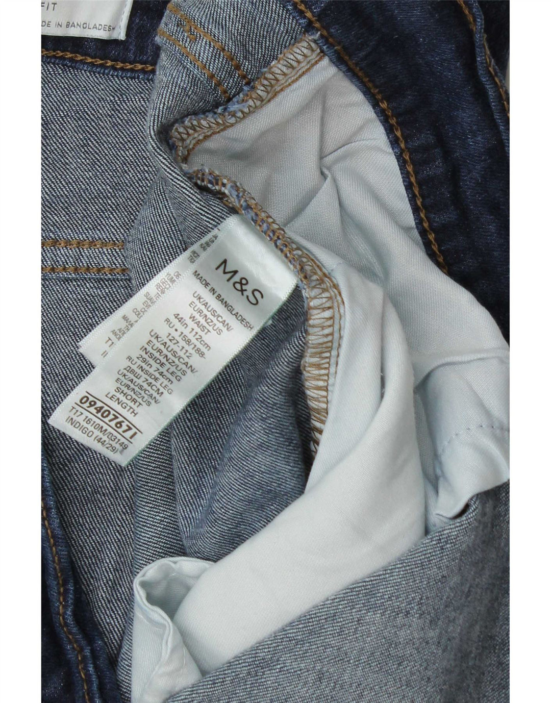 Jeans affusolati da uomo Marks & Spencer W44 L29 cotone blu navy