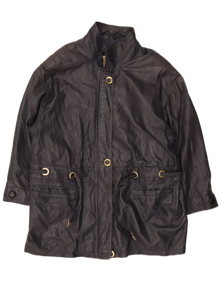 PER ME Giacca in pelle da donna UK 22 2XL Pelle nera