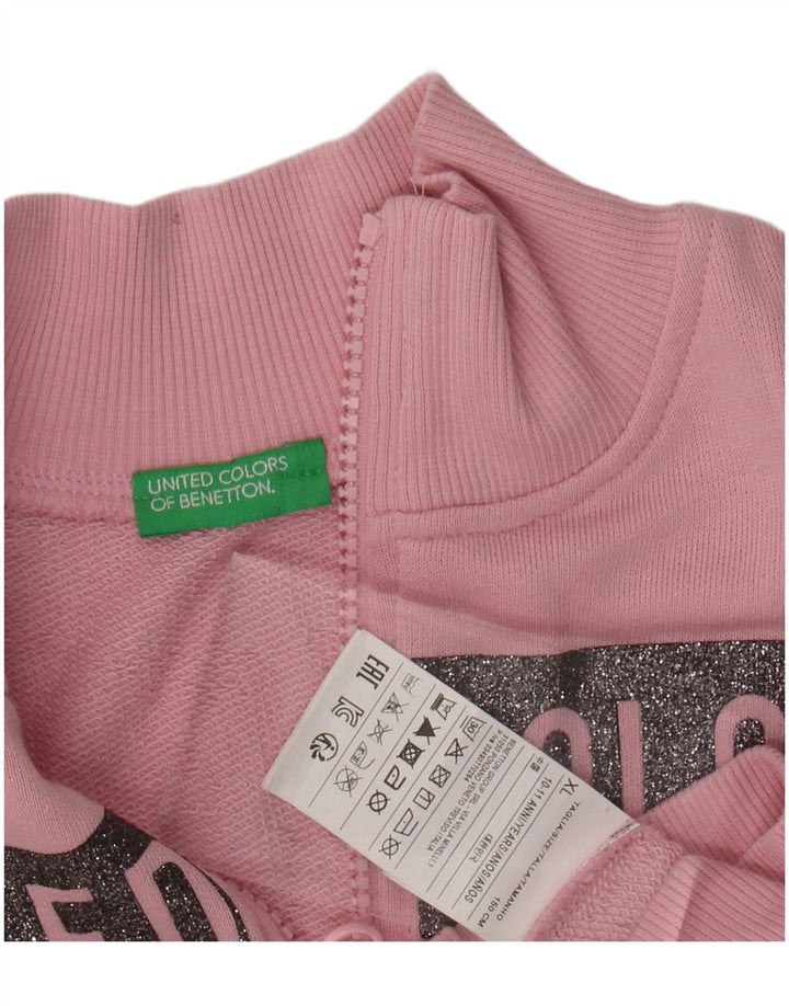 Giacca da ginnastica grafica per ragazze BENETTON 10-11 anni XL cotone rosa
