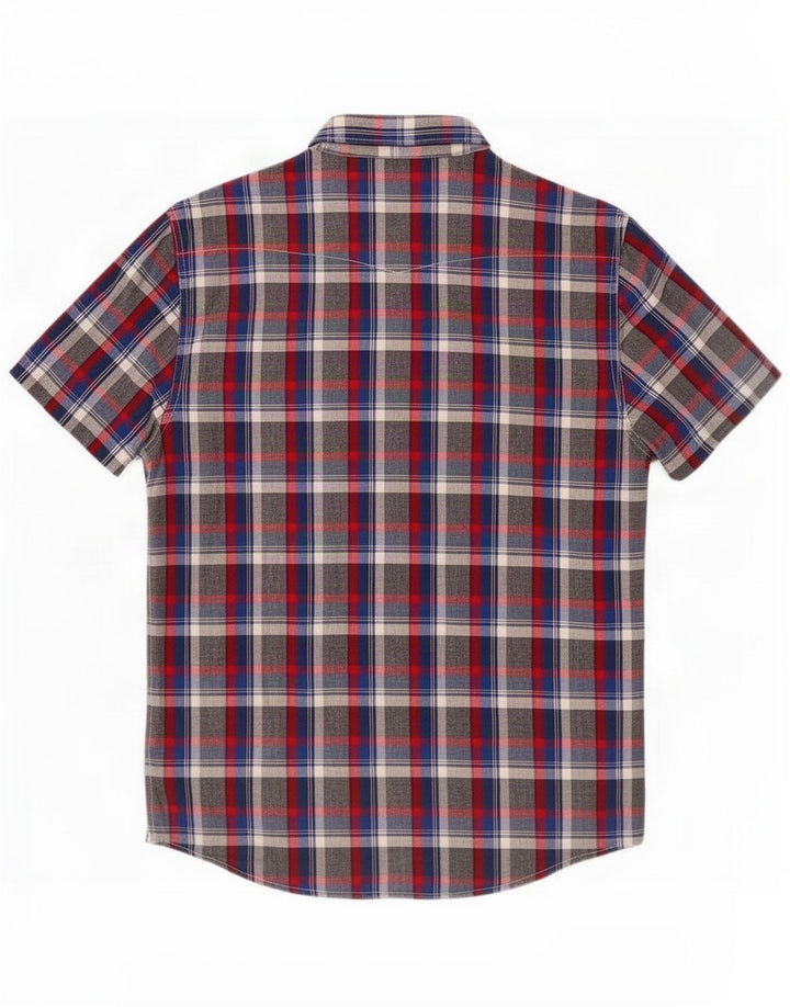 Camicia a maniche corte da uomo Lee in cotone a quadri grigio medio