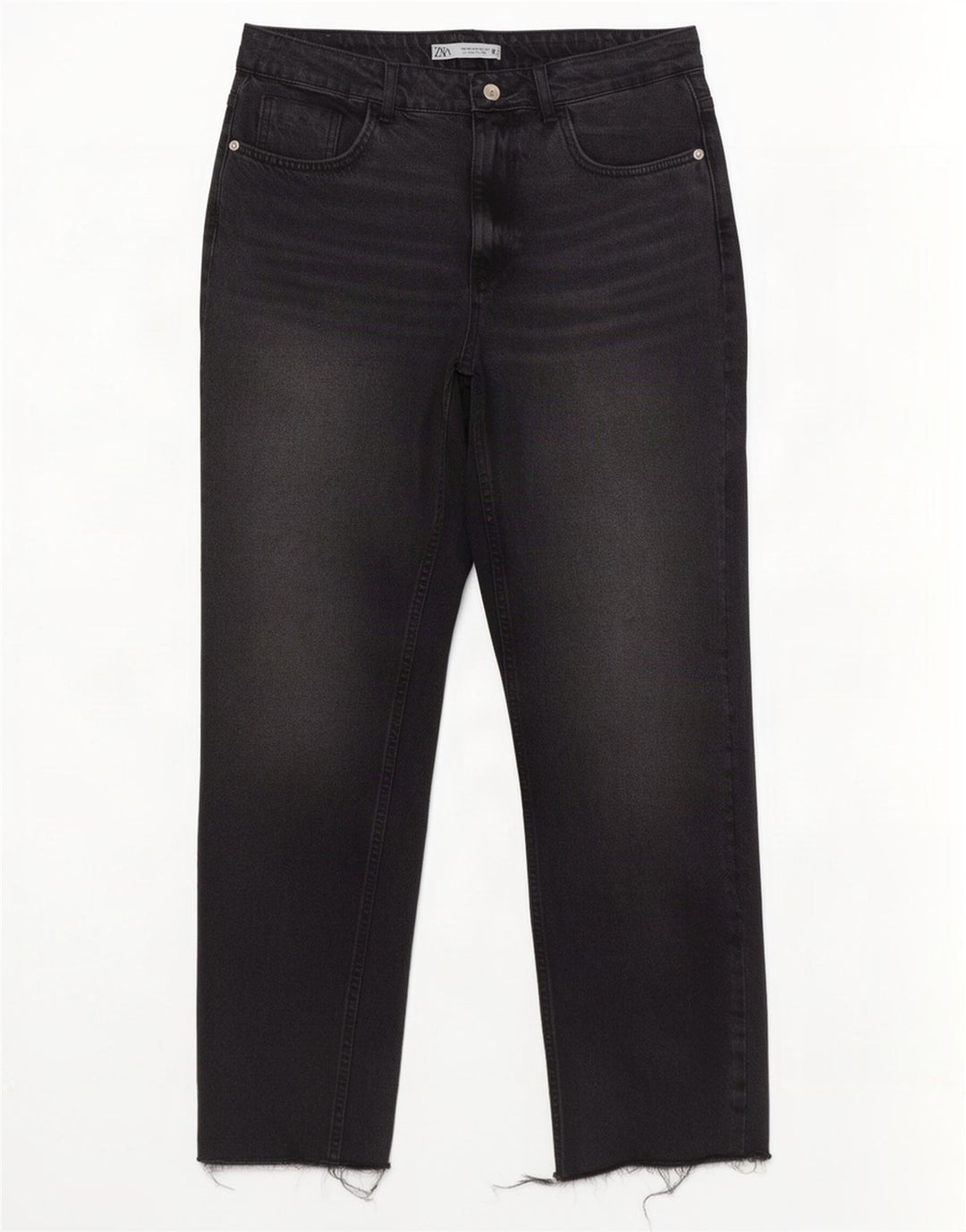 Jeans dritti a vita alta da donna Zara EU 40 medio W30 L29 grigio