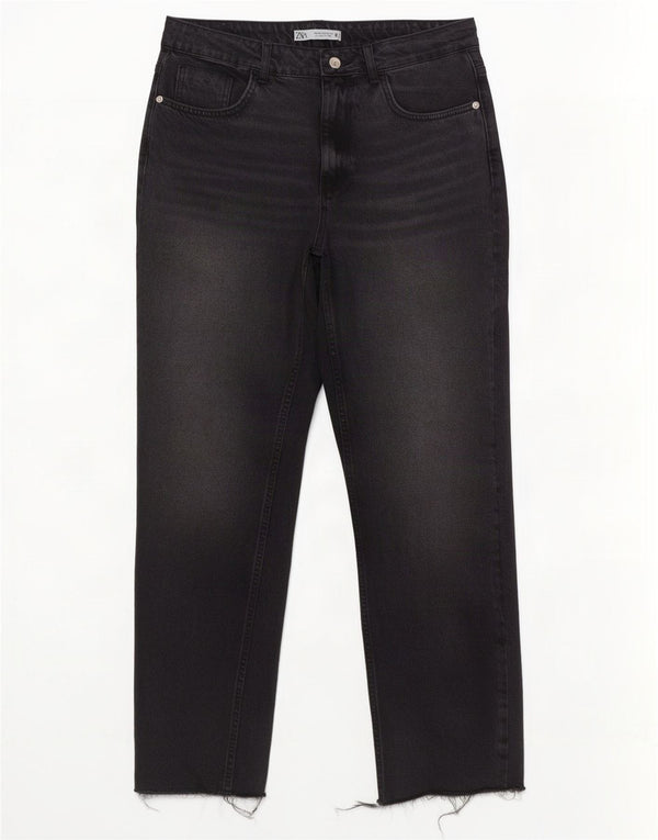Jeans dritti a vita alta da donna Zara EU 40 medio W30 L29 grigio