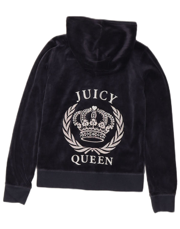Felpa con cappuccio con zip grafica per ragazze Juicy Couture 8-9 anni grande blu navy