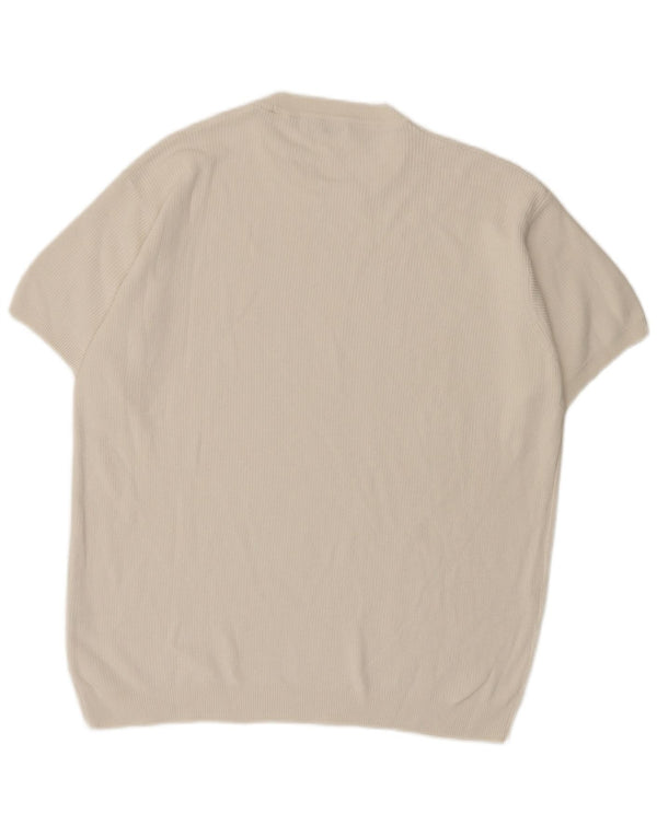 Zara Uomo Maglione Girocollo Manica Corta Maglione Grande Cotone Bianco Sporco