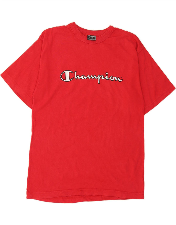 CHAMPION Mens Graphic T-Shirt Top Large Red Cotton Vintage Champion and Second-Hand Champion from Messina Hembry 