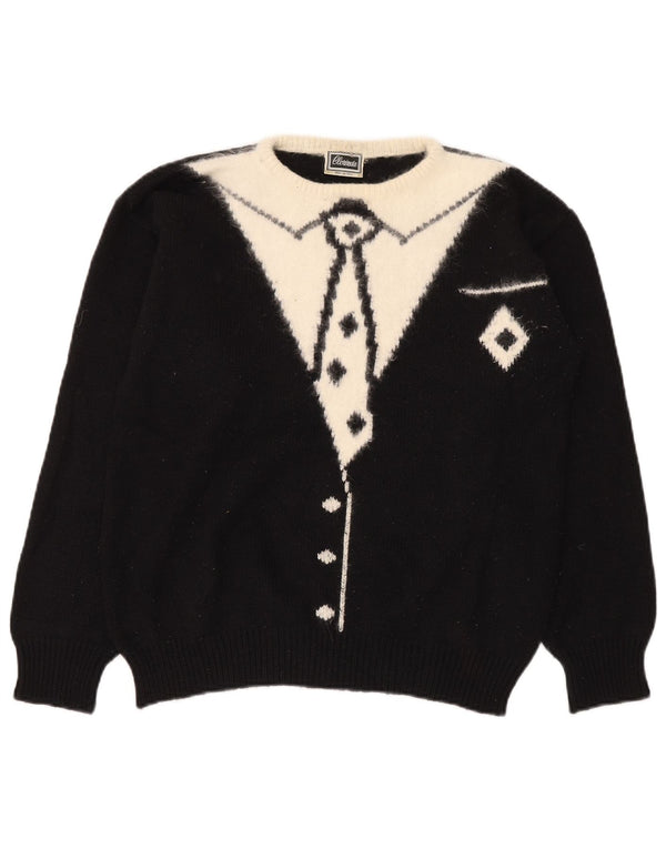 Clorinda maglione da donna con scollo a barca UK 14 grande blocco di colore nero