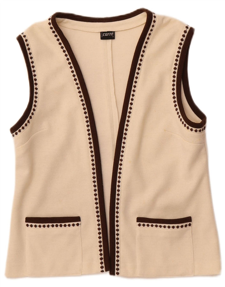 Maglione cardigan aperto senza maniche da donna Carre EU 42 grande bianco sporco