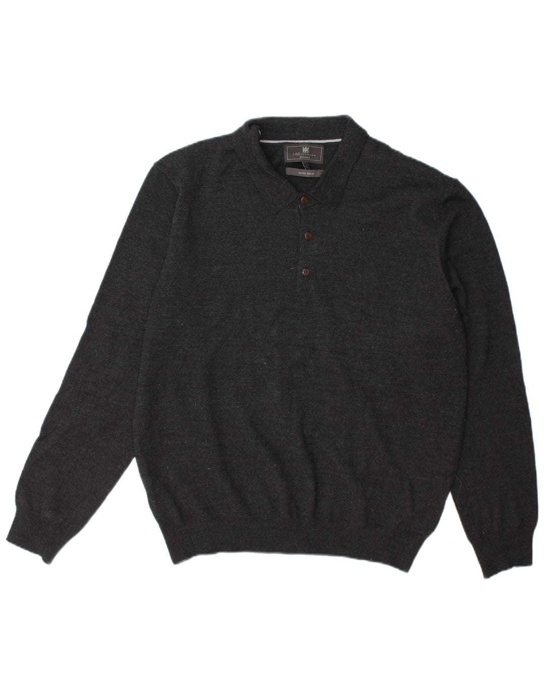 Maglione da uomo Marks & Spencer con vestibilità sartoriale, collo alto, grande lana grigia