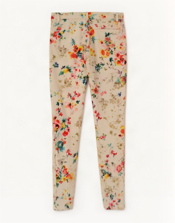 Pantaloni casual skinny Trafaluc da donna Zara medi W28 L28 bianchi floreali
