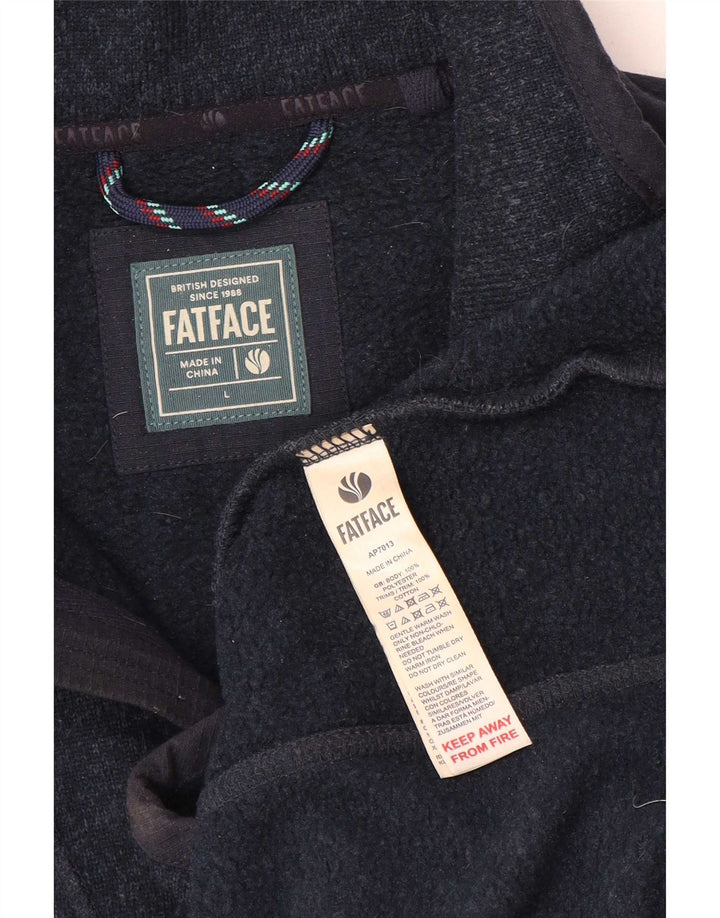 Felpa da uomo con collo con zip Fat Face Maglione grande poliestere chiazzato blu navy