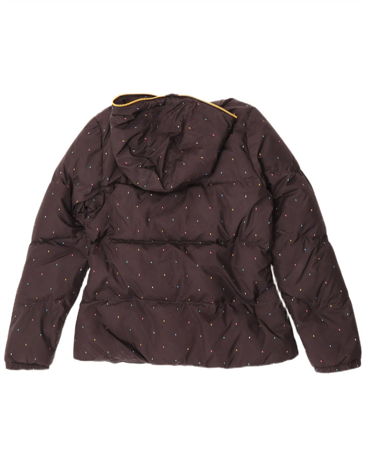 Giacca imbottita con cappuccio da donna Adidas UK 14 poliestere maculato nero medio