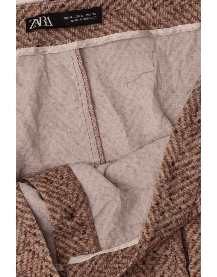 Gonna midi Zara da donna XL W32 Marrone Chevron