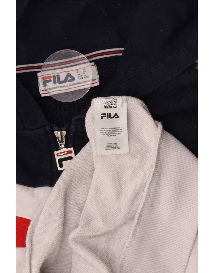 Maglione con cappuccio e zip da uomo Fila in cotone color block bianco medio