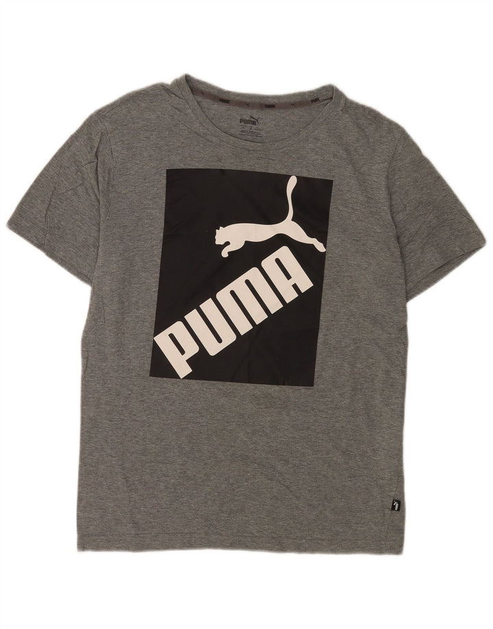 T-shirt grafica da uomo Puma Top in cotone chiazzato grigio medio