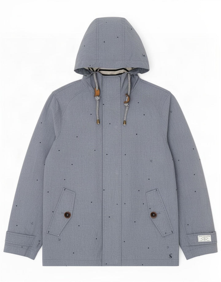 Giacca a vento oversize con cappuccio da donna Joules UK 10 piccola blu maculata