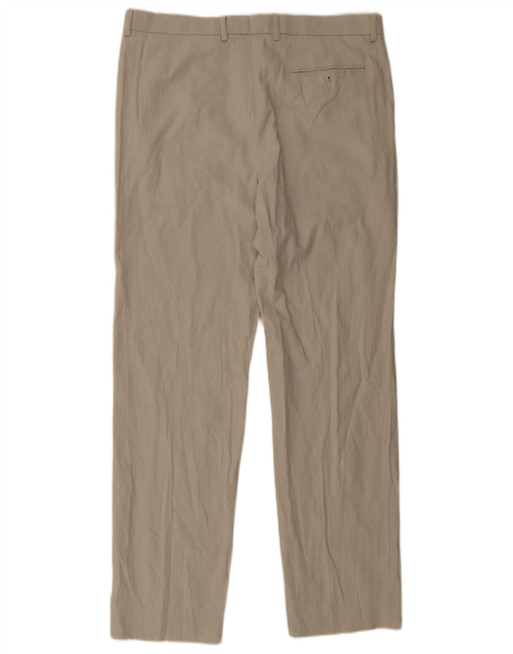 Pantaloni chino vestibilità regolare da uomo Marks & Spencer W36 L33 lino beige