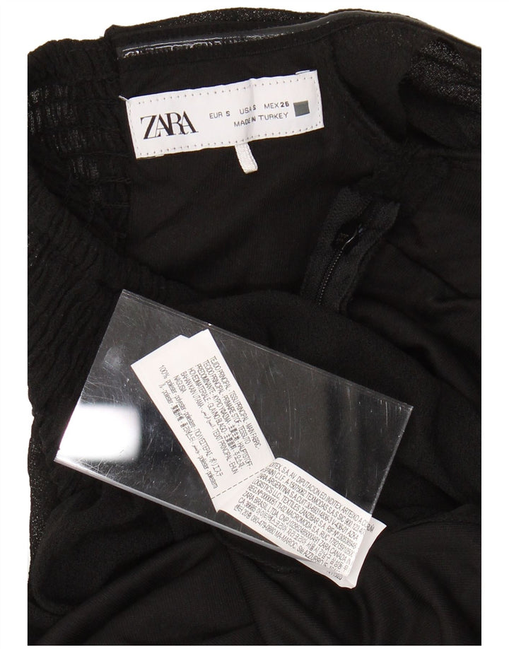 Abito maxi con spalle scoperte ZARA da donna UK 8 piccolo poliestere nero