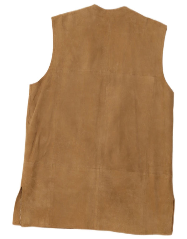 Gilet in pelle scamosciata da donna Max Harder UK 12 in pelle beige medio